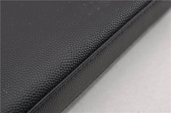 Authentic SAINT LAURENT Zip Long Wallet Purse Leather 328558 Black Box 7214F