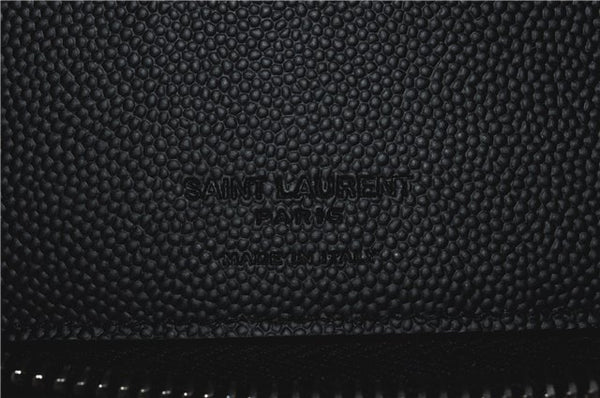 Authentic SAINT LAURENT Zip Long Wallet Purse Leather 328558 Black Box 7214F