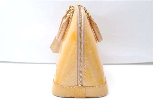 Authentic Louis Vuitton Vernis Alma PM Hand Bag Purse Yellow LV 7216E