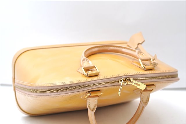 Authentic Louis Vuitton Vernis Alma PM Hand Bag Purse Yellow LV 7216E