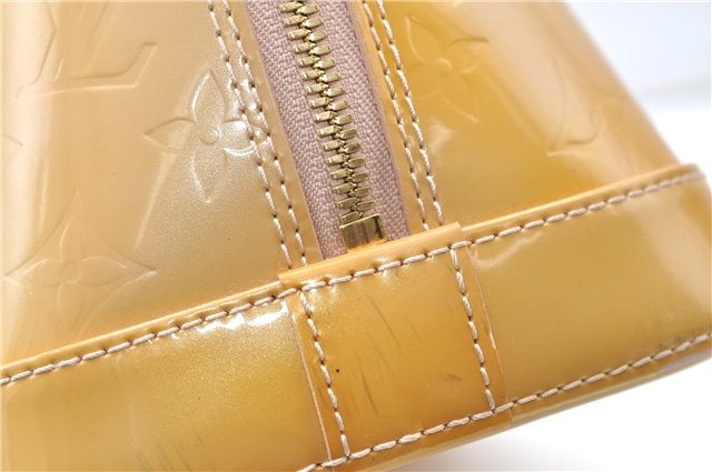 Authentic Louis Vuitton Vernis Alma PM Hand Bag Purse Yellow LV 7216E