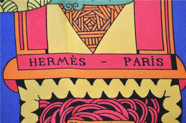 Authentic HERMES Carre 90 Scarf "ASTRES et SOLEILS" Silk Blue Paper Bag 7221E