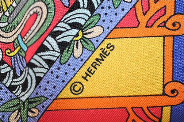 Authentic HERMES Carre 90 Scarf "ASTRES et SOLEILS" Silk Blue Paper Bag 7221E