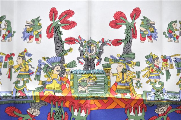 Authentic HERMES Carre 90 Scarf "ASTRES et SOLEILS" Silk Blue Paper Bag 7221E