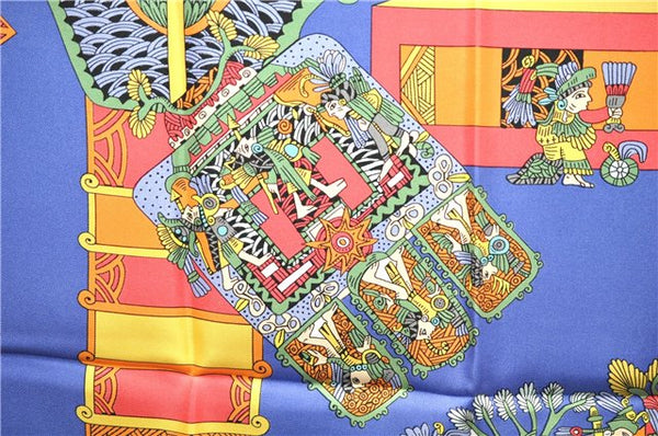 Authentic HERMES Carre 90 Scarf "ASTRES et SOLEILS" Silk Blue Paper Bag 7221E