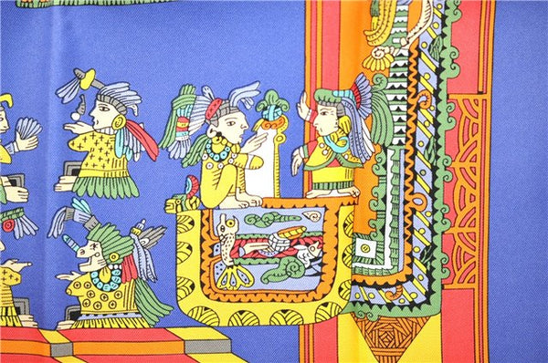 Authentic HERMES Carre 90 Scarf "ASTRES et SOLEILS" Silk Blue Paper Bag 7221E