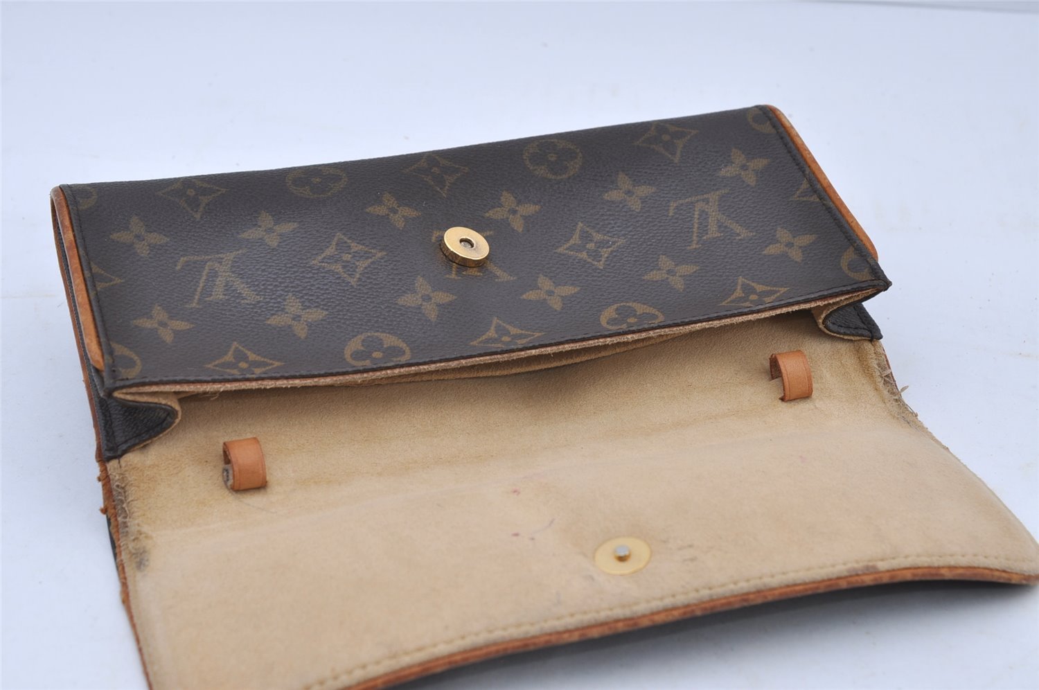 Authentic Louis Vuitton Monogram Pochette Twin GM Shoulder Bag M51852 LV 7221I