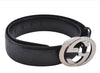 Authentic GUCCI Guccissima Belt GG Leather Size 80cm 31.5" 114876 Black 7222E