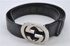 Authentic GUCCI Guccissima Belt GG Leather Size 80cm 31.5" 114876 Black 7222E