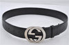 Authentic GUCCI Guccissima Belt GG Leather Size 80cm 31.5" 114876 Black 7222E