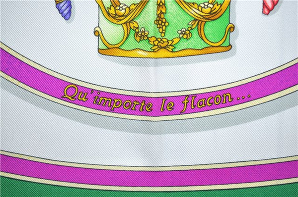 Authentic HERMES Carre 90 Scarf "Qu' importe le flacon" Silk Green 7224E