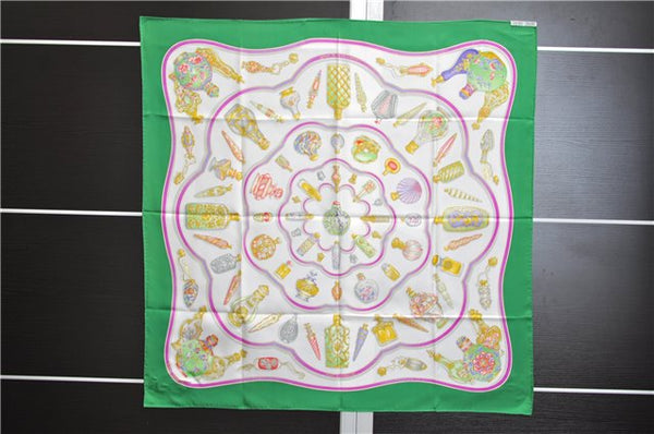 Authentic HERMES Carre 90 Scarf "Qu' importe le flacon" Silk Green 7224E