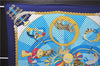 Authentic HERMES Pleats Scarf "circus" Silk Navy 7225E