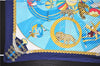 Authentic HERMES Pleats Scarf "circus" Silk Navy 7225E