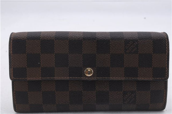 Authentic Louis Vuitton Damier Portefeuille Sarah Purse Wallet N61734 LV 7226D
