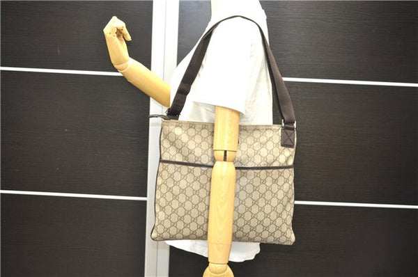 Authentic GUCCI Shoulder Cross Body Bag GG PVC Leather 141198 Brown 7231E