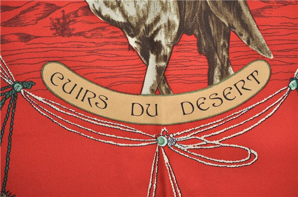Authentic HERMES Carre 90 Scarf "CUIRS DU DESERT" Silk Brown 7234E