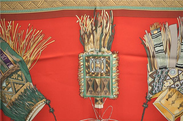 Authentic HERMES Carre 90 Scarf "CUIRS DU DESERT" Silk Brown 7234E