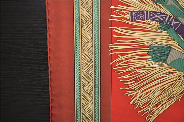 Authentic HERMES Carre 90 Scarf "CUIRS DU DESERT" Silk Brown 7234E