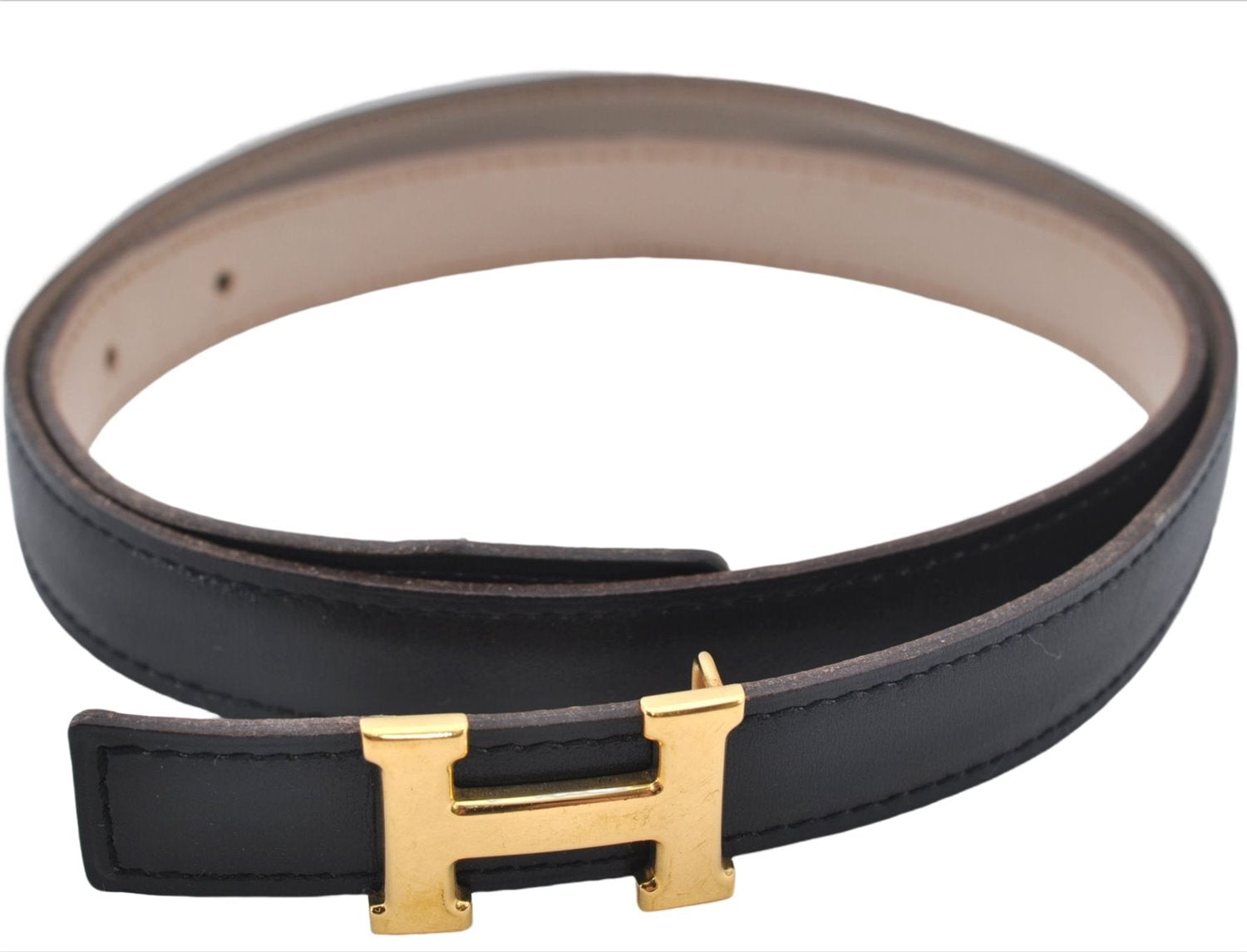 Authentic HERMES Mini Constance Leather Belt Size 75cm 29.5