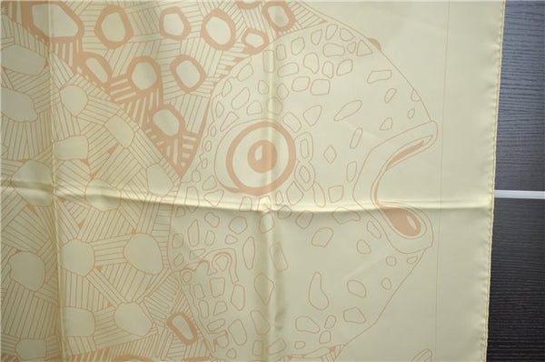 Authentic HERMES Carre 90 Scarf "GRANDS FONDS detai" Silk Ivory 7239E