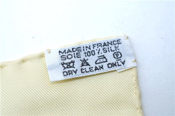 Authentic HERMES Carre 90 Scarf "GRANDS FONDS detai" Silk Ivory 7239E