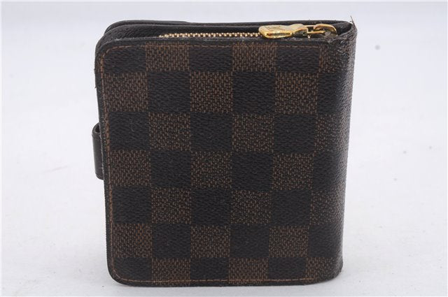 Authentic Louis Vuitton Damier Compact Zip Bifold Wallet Purse N61668 LV 7241D