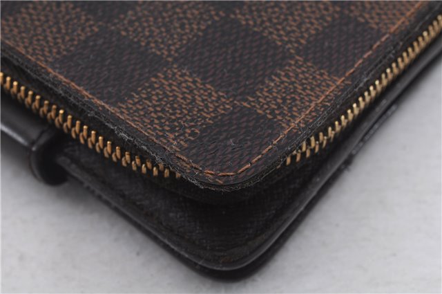 Authentic Louis Vuitton Damier Compact Zip Bifold Wallet Purse N61668 LV 7241D