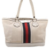 Authentic GUCCI Sherry Line Shoulder Tote Bag Canvas Leather 232973 White 7241F