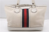 Authentic GUCCI Sherry Line Shoulder Tote Bag Canvas Leather 232973 White 7241F