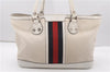 Authentic GUCCI Sherry Line Shoulder Tote Bag Canvas Leather 232973 White 7241F