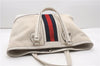 Authentic GUCCI Sherry Line Shoulder Tote Bag Canvas Leather 232973 White 7241F