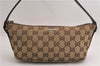 Authentic GUCCI Web Sherry Line Hand Pouch GG Canvas Leather 141809 Brown 7242E