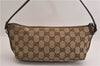 Authentic GUCCI Web Sherry Line Hand Pouch GG Canvas Leather 141809 Brown 7242E