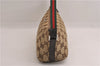 Authentic GUCCI Web Sherry Line Hand Pouch GG Canvas Leather 141809 Brown 7242E