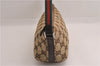 Authentic GUCCI Web Sherry Line Hand Pouch GG Canvas Leather 141809 Brown 7242E