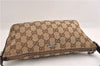 Authentic GUCCI Web Sherry Line Hand Pouch GG Canvas Leather 141809 Brown 7242E