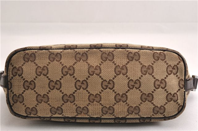 Authentic GUCCI Web Sherry Line Hand Pouch GG Canvas Leather 141809 Brown 7242E