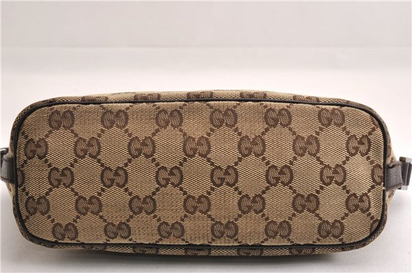Authentic GUCCI Web Sherry Line Hand Pouch GG Canvas Leather 141809 Brown 7242E