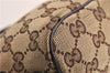 Authentic GUCCI Web Sherry Line Hand Pouch GG Canvas Leather 141809 Brown 7242E