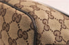 Authentic GUCCI Web Sherry Line Hand Pouch GG Canvas Leather 141809 Brown 7242E