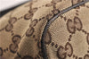 Authentic GUCCI Web Sherry Line Hand Pouch GG Canvas Leather 141809 Brown 7242E