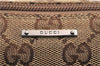 Authentic GUCCI Web Sherry Line Hand Pouch GG Canvas Leather 141809 Brown 7242E