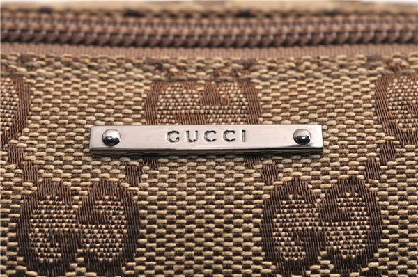 Authentic GUCCI Web Sherry Line Hand Pouch GG Canvas Leather 141809 Brown 7242E