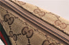 Authentic GUCCI Web Sherry Line Hand Pouch GG Canvas Leather 141809 Brown 7242E