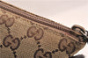 Authentic GUCCI Web Sherry Line Hand Pouch GG Canvas Leather 141809 Brown 7242E