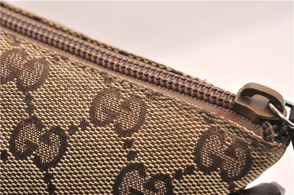 Authentic GUCCI Web Sherry Line Hand Pouch GG Canvas Leather 141809 Brown 7242E