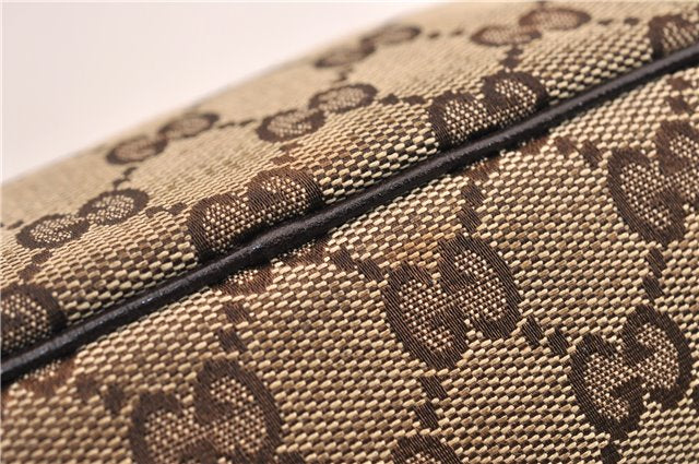 Authentic GUCCI Web Sherry Line Hand Pouch GG Canvas Leather 141809 Brown 7242E