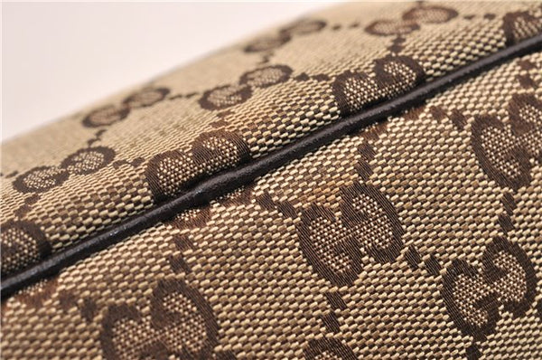 Authentic GUCCI Web Sherry Line Hand Pouch GG Canvas Leather 141809 Brown 7242E