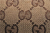 Authentic GUCCI Web Sherry Line Hand Pouch GG Canvas Leather 141809 Brown 7242E